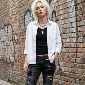 R13 Women's 3/4 Sleeve Button up Shirt Japanese cotton Size XS